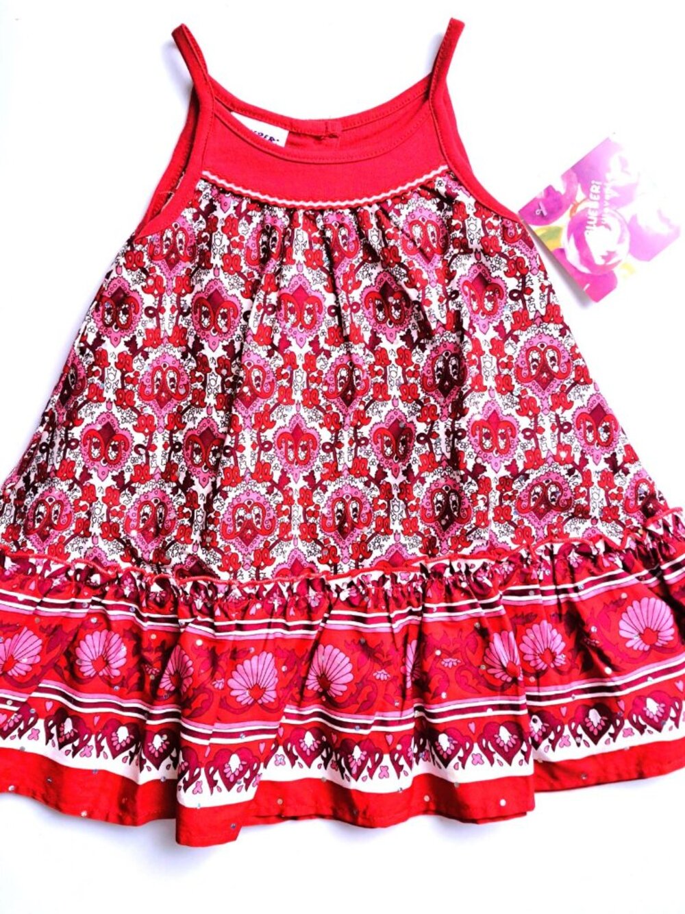 Blueber Blvd Girls 2T Red Paisley Cotton Sundress Bohemian NWT Retro Look